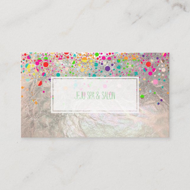 Cartão De Visita PixDezines deslumbrada/arco-íris/prata fina (Frente)