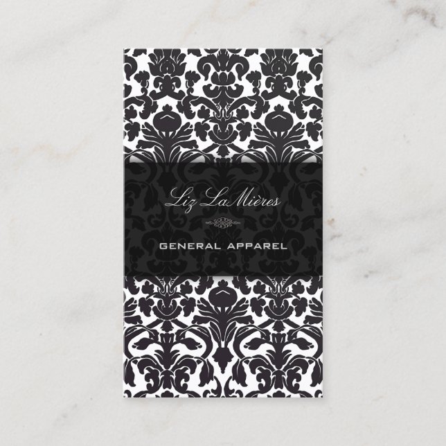 Cartão De Visita PixDezines/diy background/black flora damask (Frente)