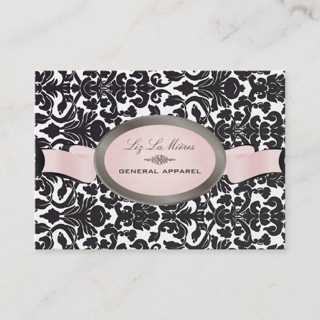 Cartão De Visita PixDezines/diy background/black flora damask (Frente)