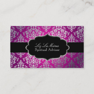 Cartão De Visita PixDezines Falso Damask Josephine Prata/ cor DIY