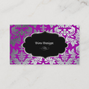 Cartão De Visita PixDezines Faux barroco prateado roxo roxo