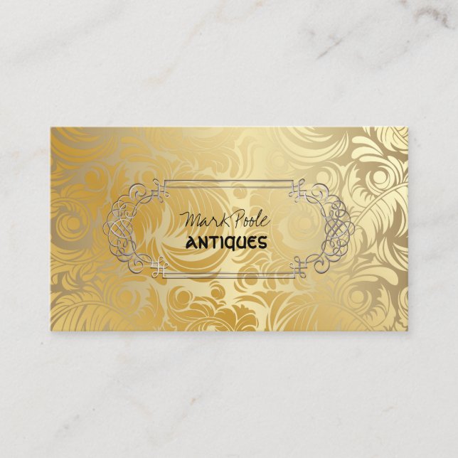 Cartão De Visita PixDezines FAUX DOURADO DAMASK (Frente)