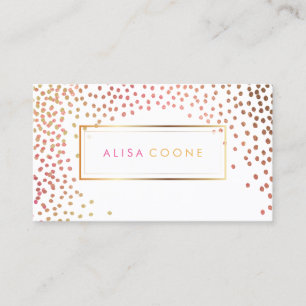 Cartão De Visita PixDezines faux gold+sprinkles rosa / confetti