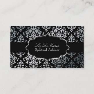 Cartão De Visita PixDezines Faux Silver Josephine Damask/DIY color