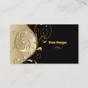 Cartão De Visita PixDezines Filigree+swirls/preto+faux gold