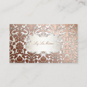 Cartão De Visita PixDezines flora damask/faux cobre