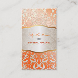 Cartão De Visita PixDezines flora damask/laranja