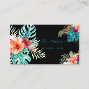 Cartão De Visita PixDezines Flores Tropicais Aquarela Folhagem