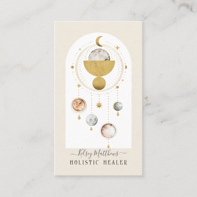 Cartão De Visita PixDezines H2 Celestial Works Faux Dourado (Frente)