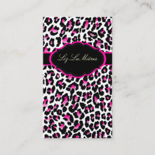 Cartão De Visita PixDezines impressão de Chita Sassy/rosa quente+pr