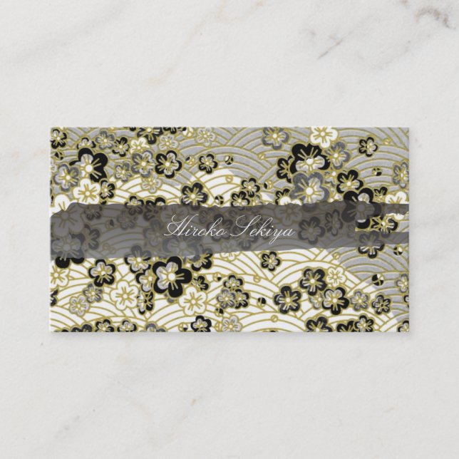 Cartão De Visita PixDezines kimono/quirimen falso/sakura (Frente)