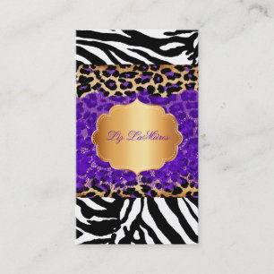 Cartão De Visita PixDezines lace de vintagem roxa+chita+zebra