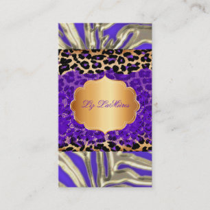 Cartão De Visita PixDezines lace de vintagem roxa+chita+zebra