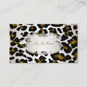 Cartão De Visita PixDezines leopardo/champagne