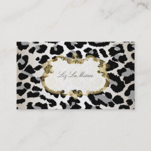 Cartão De Visita PixDezines leopardo/champanhe