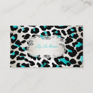 Cartão De Visita PixDezines leopardo/champanhe