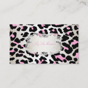Cartão De Visita PixDezines, leopardo/champanhe rosa