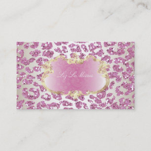Cartão De Visita PixDezines leopardo rosa/champanhe