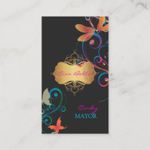 Cartão De Visita PixDezines Libera Borboletas Moscas Arco-Íris