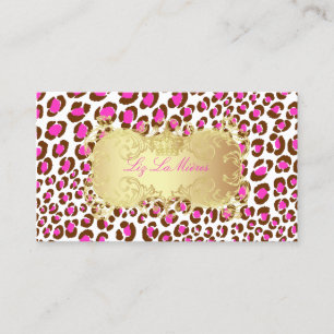 Cartão De Visita PixDezines manchas de leopardo rosa /Etiqueta de o