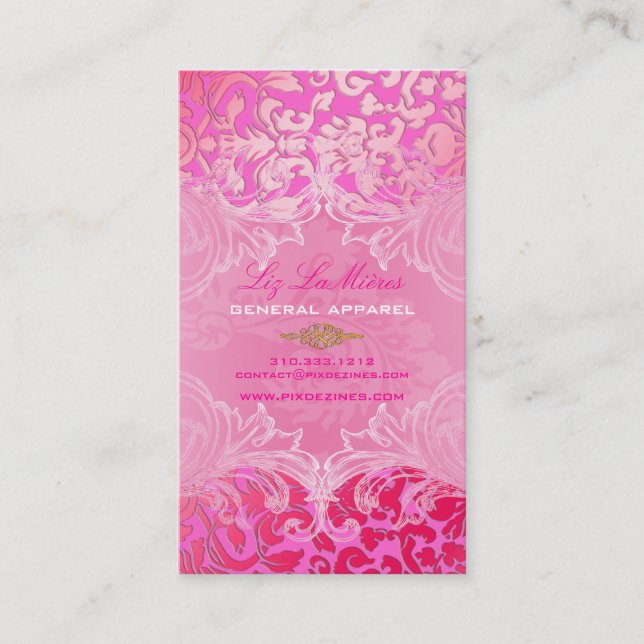 Cartão De Visita PixDezines Marie Antoinette em Pique Damask (Frente)