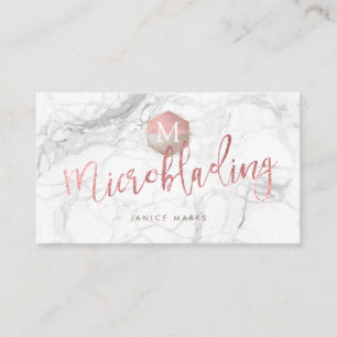 Cartão De Visita PIXDEZINES MICROBLADING MÁRMORE Dourado Rosa FALSO