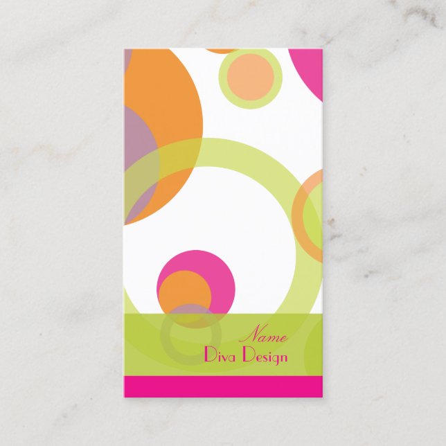 Cartão De Visita PixDezines Mod Bubbles / Símbolo Retro + Cores (Frente)