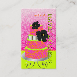 Cartão De Visita PixDezines Orange+Hot Pink damask/pâtisserie