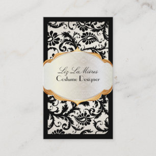 Cartão De Visita PixDezines pavo damask/black+pérola