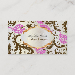Cartão De Visita PixDezines pavo damask/chocolate+rosa