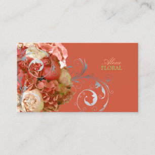 Cartão De Visita PixDezines peônias+hidrângeas/fundo de diy