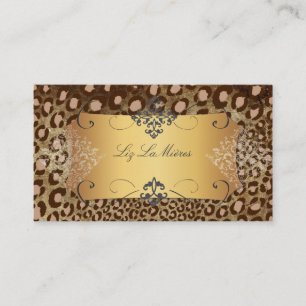 Cartão De Visita PixDezines Pergaminho Vintage leopardo+lenço/ fal