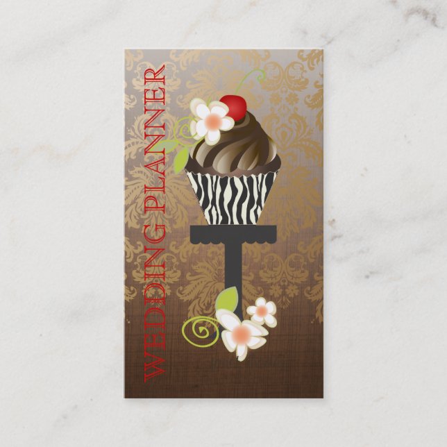 Cartão De Visita PixDezines, Planejador de Casamento+Fidora Damask (Frente)