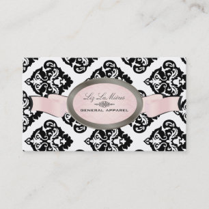 Cartão De Visita PixDezines Preto, Rosa, Branco Oliva Damask