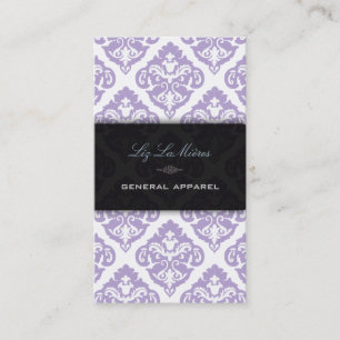 Cartão De Visita PixDezines Purple + Olivia Branca Damask