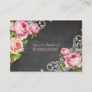 Cartão De Visita PixDezines Quadro Negro+Rosas Vintage