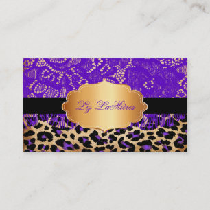 Cartão De Visita PixDezines renda roxa vintage+leopardo