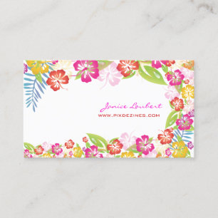 Cartão De Visita PixDezines retro negrito flores tropicais/dourado 