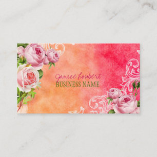 Cartão De Visita PixDezines rosas vintage/aquarela