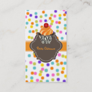 Cartão De Visita PixDezines swirls de tangerina cupcake+sprinkles
