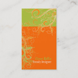 Cartão De Visita PixDezines Swirls /grannysmith+tangerine