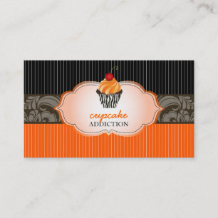 Cartão De Visita PixDezines tangerine espirra cupcake+pinstripes