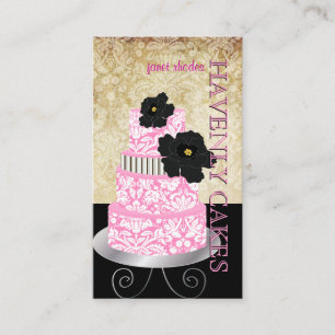 Cartão De Visita PixDezines vintage damask cake/pâtisserie/DIY fon