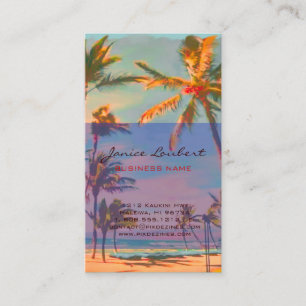 Cartão De Visita PixDezines Vintage Havaiian Beach Scene