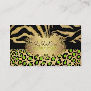 Cartão De Visita PixDezines VINTAGE LEOPARD+ZEBRA+FAUX+OURO+ETIQUET