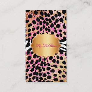 Cartão De Visita PixDezines vintage rosa chita+zebra