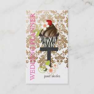 Cartão De Visita PixDezines, Wedding Planner+Fidora Damask