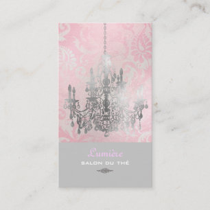 Cartão De Visita PixDezines White Chandelier+Pink Damask