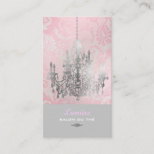 Cartão De Visita PixDezines White Chandelier+Pink Damask