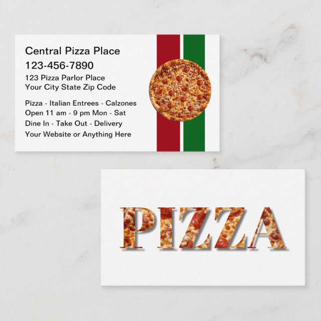Cartão De Visita Pizza Italian Restaurant Theme Business Cards (Frente/Verso)